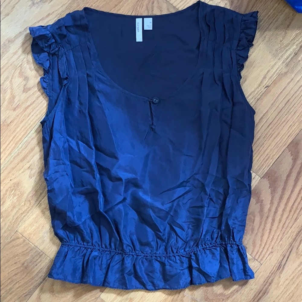 Navy silk top
